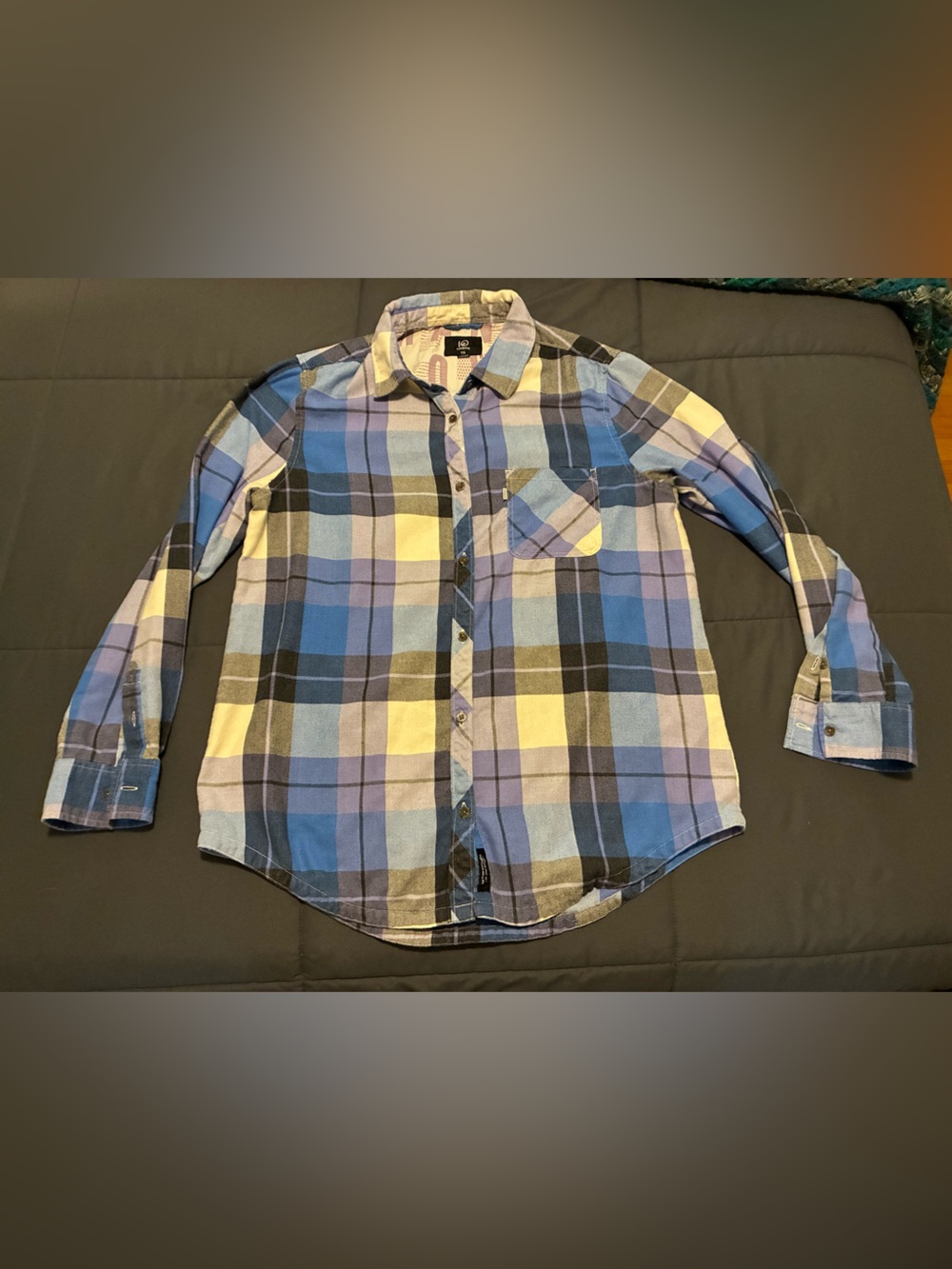 Ten Tree Women’s Blue Plaid Long-Sleeve Button-Up Shirt Size XL
